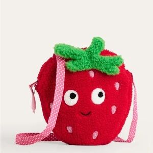 NWT BODEN Mini Sherpa Fleece Strawberry Novelty Crossbody Bag Purse